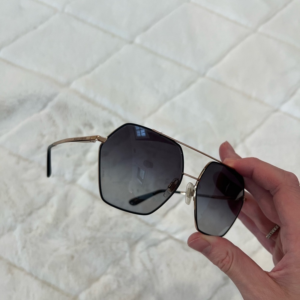Dolce & Gabbana DG2157 Gold Aviator Polarized Polygon Sunglasses Black - Picture 10 of 15